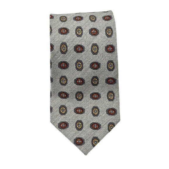 Ermenegildo Zegna Mens Beige Geometric Silk Neck Tie Made in Italy 60 1/4x3 1/4" - Picture 1 of 6